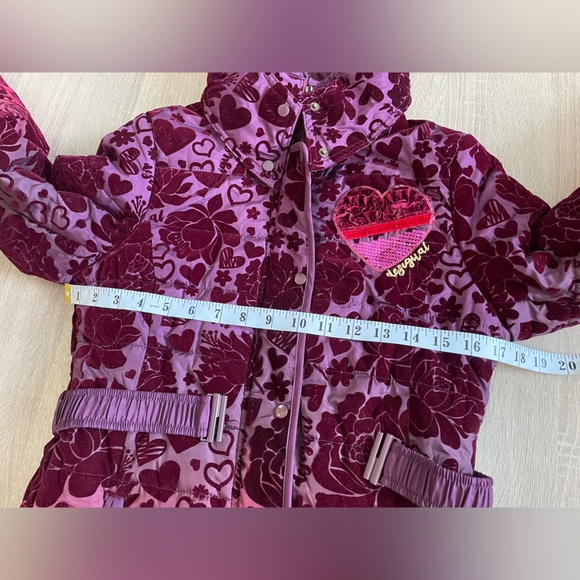 DESIGUAL Youth Designer Purple & Maroon Ombre Jacket Belted Hooded Trench 13/14 - Picture 10 of 15